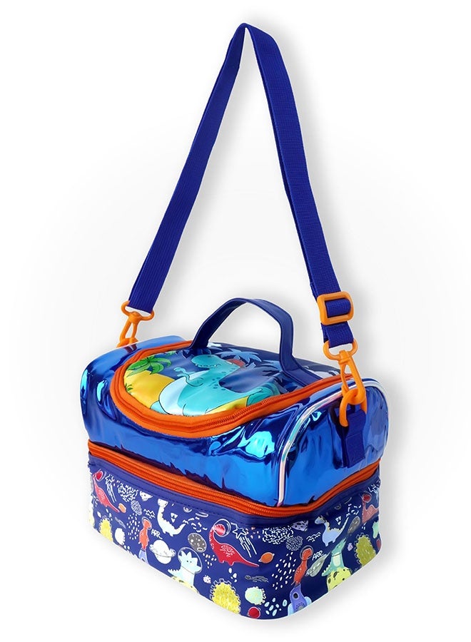 Little Surpise Box,Dino Theme Double Compartment Insulated Lunch Bag For Kids - Image 1